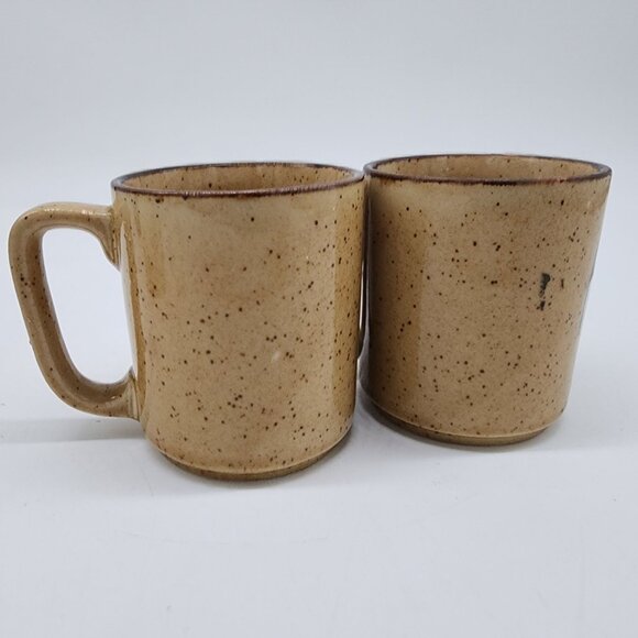 Vintage Handmade Speckled Ceramic Mugs With Floral Design & Japan Mark - Picture 3 of 6
